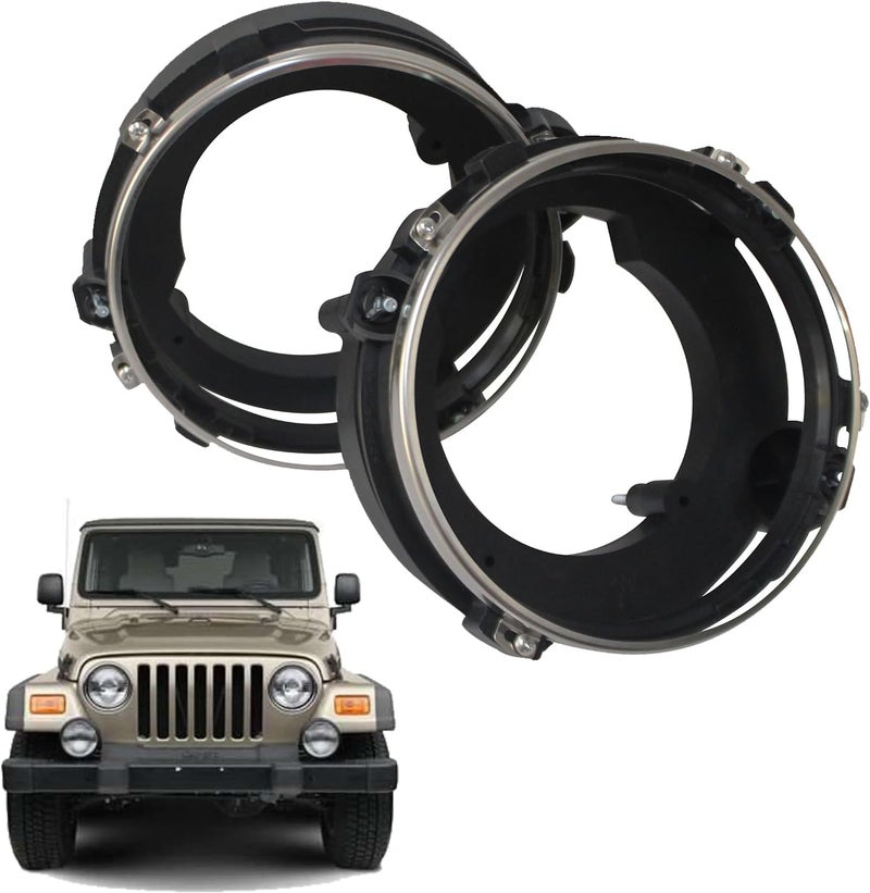 Eterpace Front Left&Right Headlight Bulb Brackets Buckets Compatible with JEEP Wrangler 1997-2006, Driver/Passenger Side Headlight Bucket, Replace# 110383, 110384 - Image 1